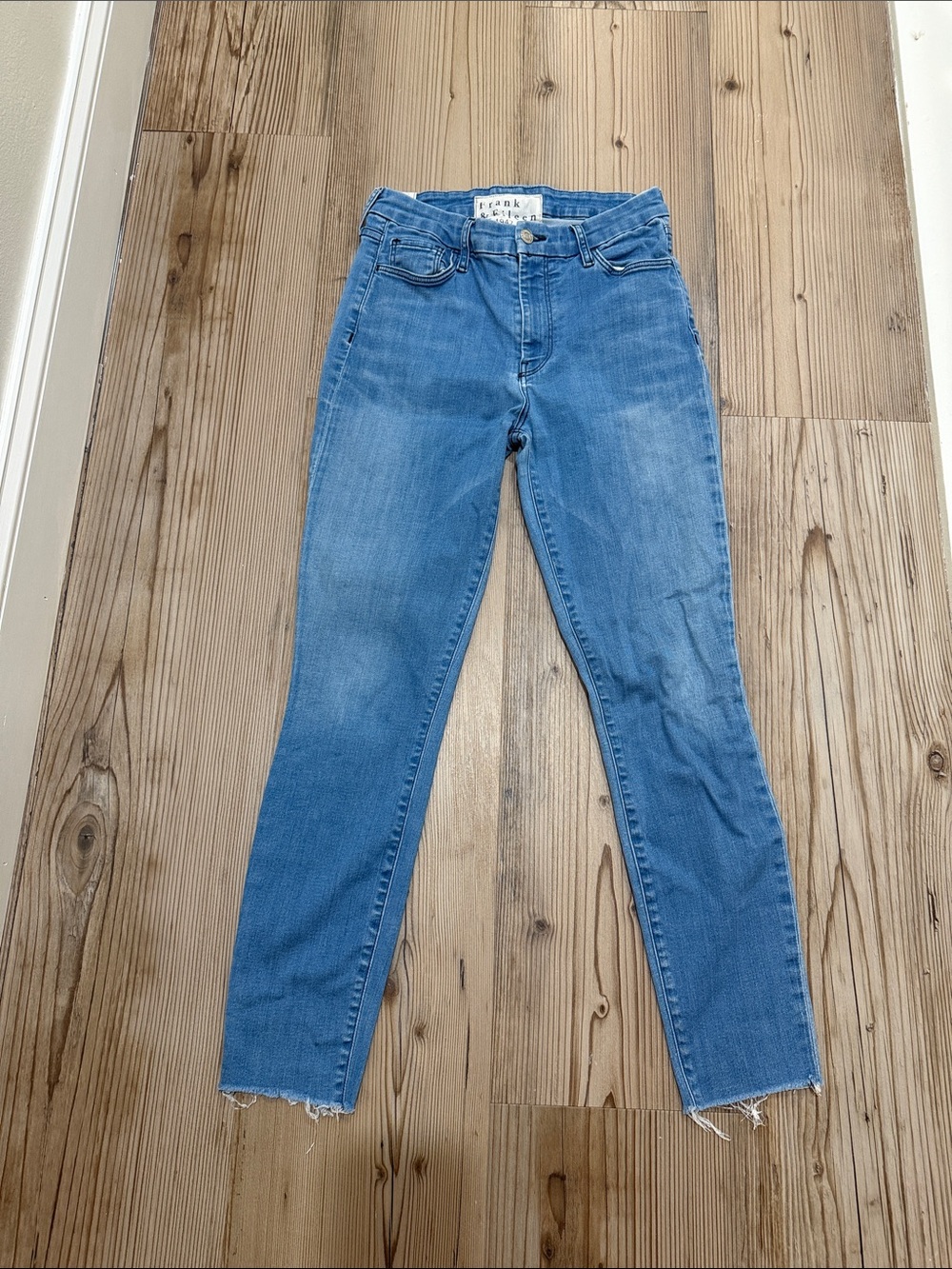 Frank & Eileen Medium Blue High-Rise Skinny Jeans with Raw Hem